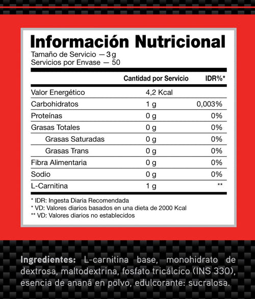 CARNITINA 150G - IDN NUTRITION