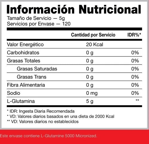 L GLUTAMINA 300G - IDN NUTRITION